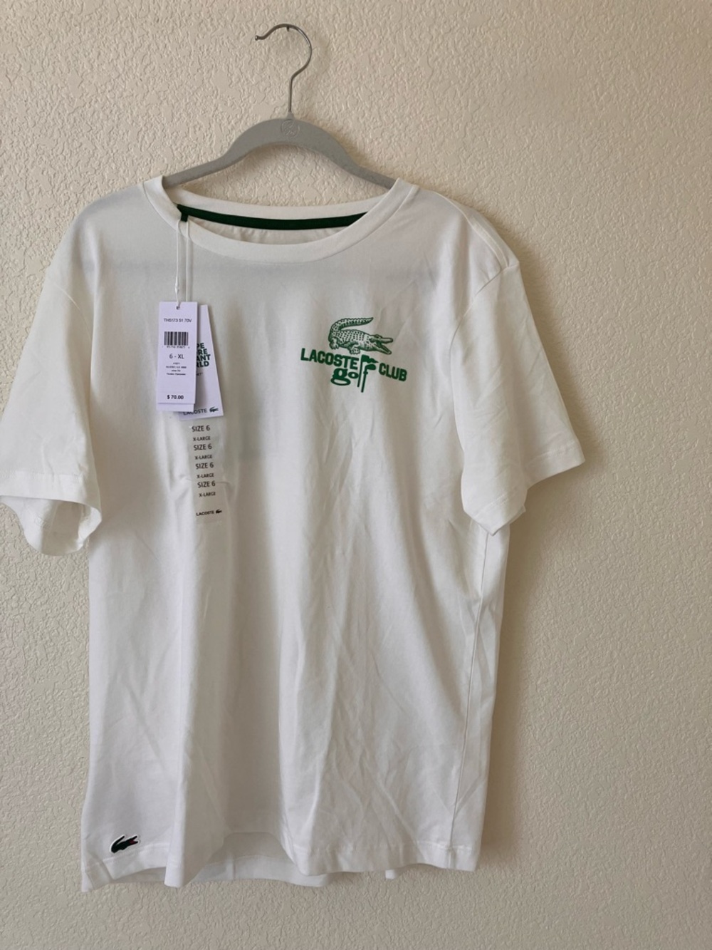 Lacoste Golf Club Short Sleeve Ultra Dry Regular Fit Size 6 XL NWT